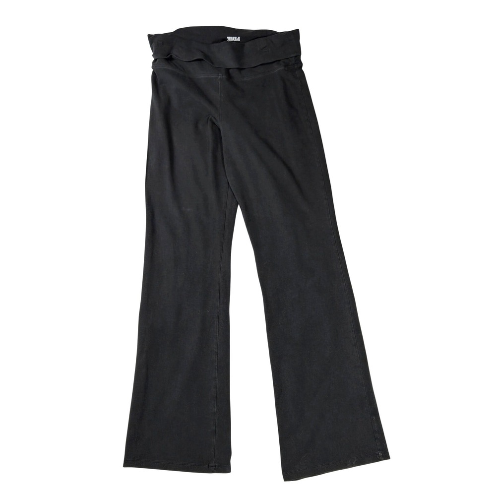 Women's Y2K PINK Victoria's Secret Large Black Foldover Waist Flare Yoga Pants